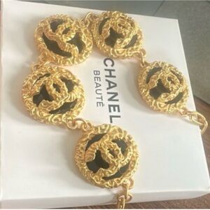 CHANEL Gold and Black medallion Gift With Purchase Bracelet